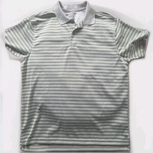 IZOD Polo Shirt Men's Gray Striped Golf Classix Classic Pullover Activewear